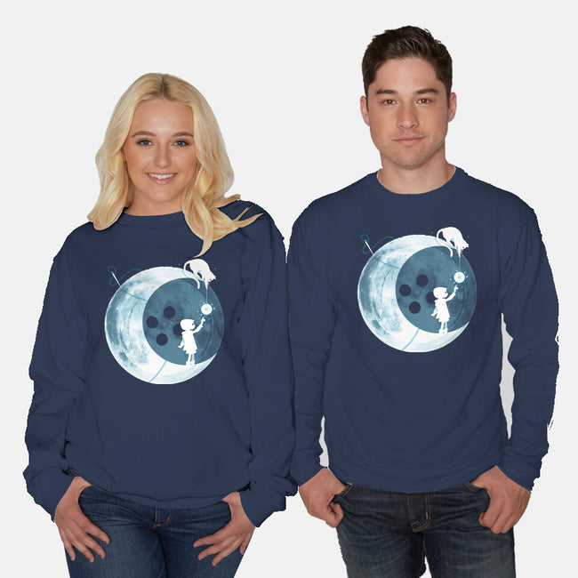 Button Moon-unisex crew neck sweatshirt-Vallina84