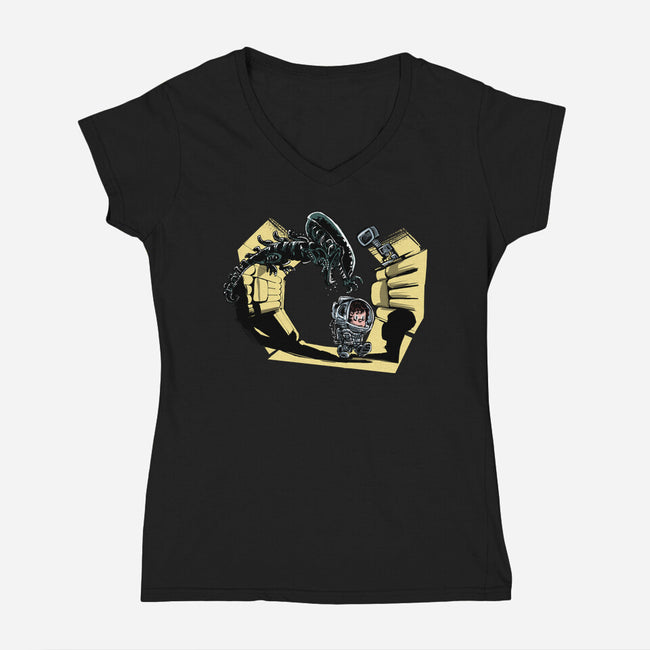 Ellen And Xeno-womens v-neck tee-zascanauta
