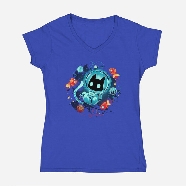 Space Adventurer-womens v-neck tee-Snouleaf