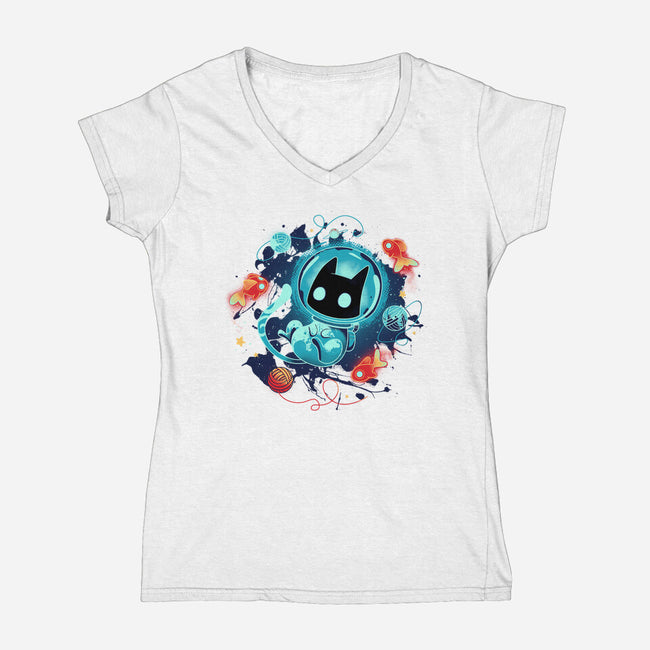 Space Adventurer-womens v-neck tee-Snouleaf