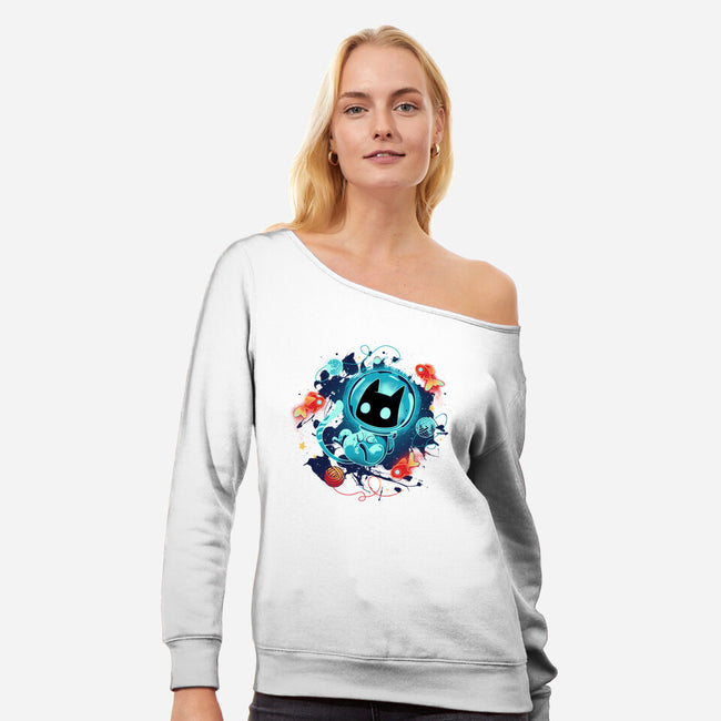 Space Adventurer-womens off shoulder sweatshirt-Snouleaf