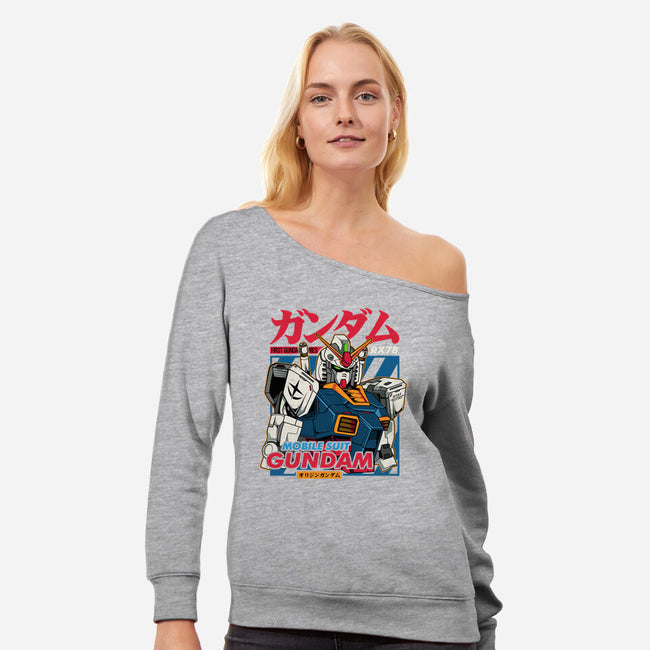 First Gundam Series-womens off shoulder sweatshirt-hirolabs
