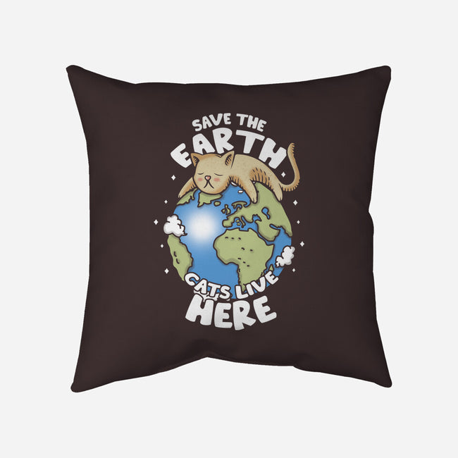 Cats Live Here-none removable cover w insert throw pillow-turborat14
