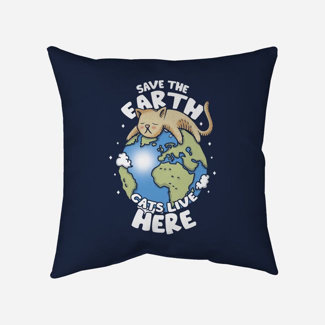 Cats Live Here-none removable cover w insert throw pillow-turborat14