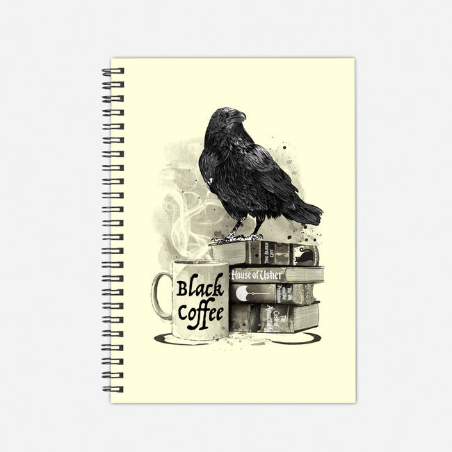 Coffee, Raven And Poe-none dot grid notebook-DrMonekers