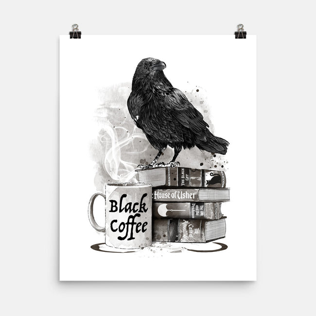 Coffee, Raven And Poe-none matte poster-DrMonekers