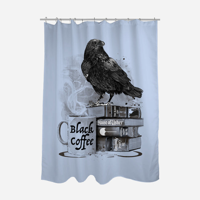 Coffee, Raven And Poe-none polyester shower curtain-DrMonekers