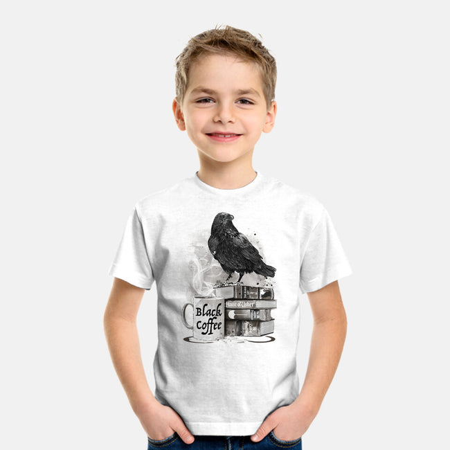 Coffee, Raven And Poe-youth basic tee-DrMonekers