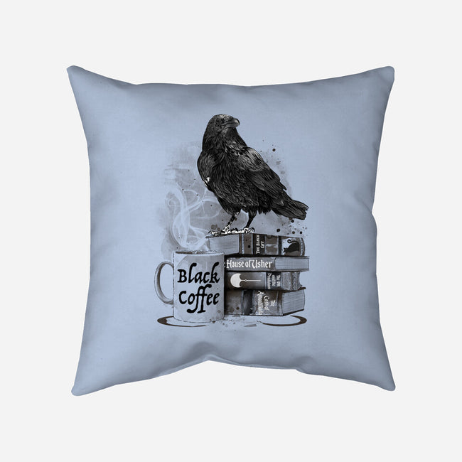 Coffee, Raven And Poe-none removable cover throw pillow-DrMonekers