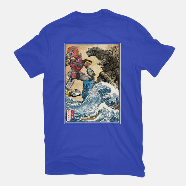 King Of The Monsters Vs Megazord-womens fitted tee-DrMonekers