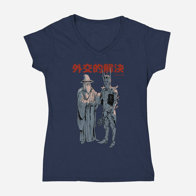 Diplomatic Solution-womens v-neck tee-Hafaell