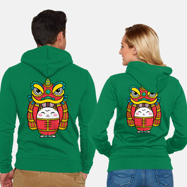 Lion Dance Bunny-unisex zip-up sweatshirt-krisren28