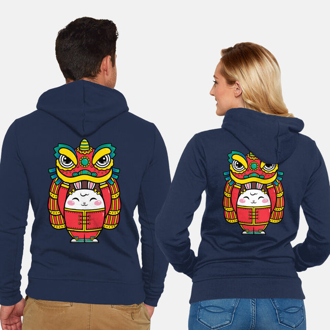 Lion Dance Bunny-unisex zip-up sweatshirt-krisren28