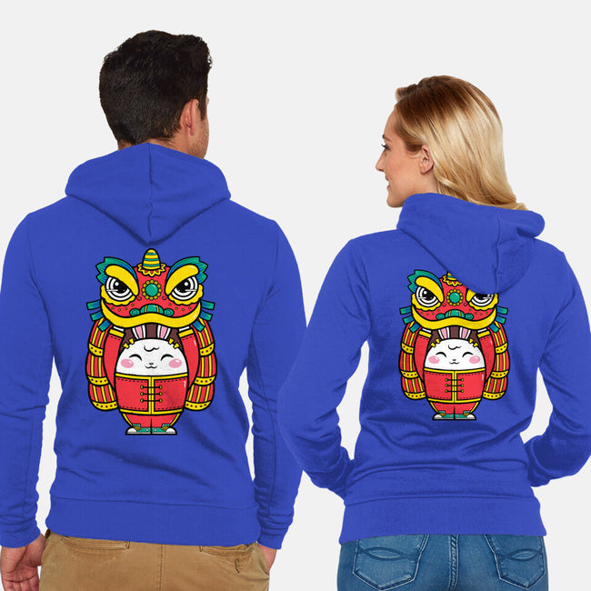 Lion Dance Bunny-unisex zip-up sweatshirt-krisren28