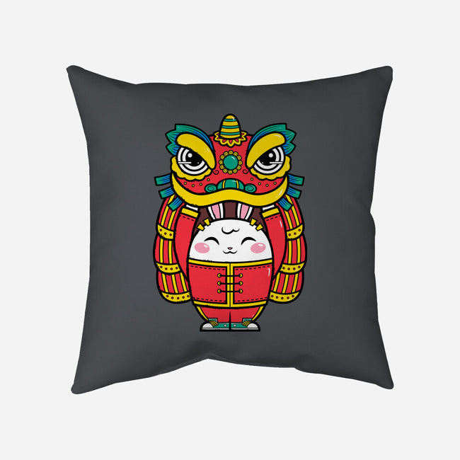 Lion Dance Bunny-none removable cover w insert throw pillow-krisren28