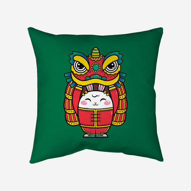 Lion Dance Bunny-none removable cover w insert throw pillow-krisren28