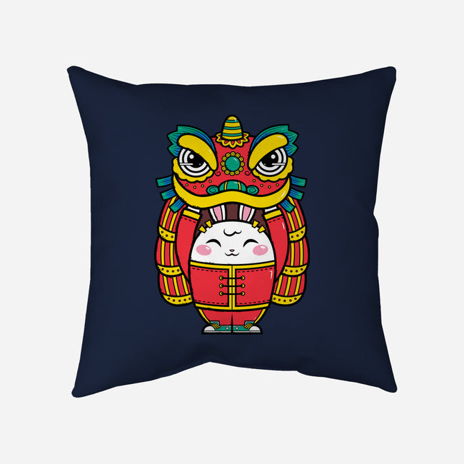 Lion Dance Bunny-none removable cover w insert throw pillow-krisren28