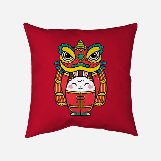 Lion Dance Bunny-none removable cover w insert throw pillow-krisren28
