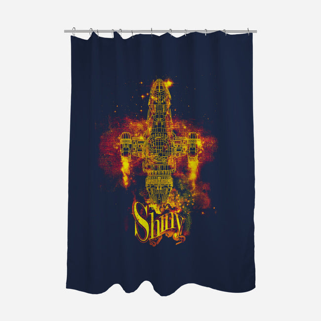 Shiniest Space Ship-none polyester shower curtain-kharmazero