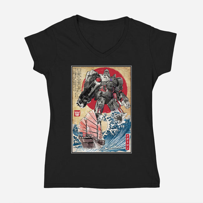 Megatron In Japan-womens v-neck tee-DrMonekers