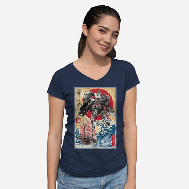 Megatron In Japan-womens v-neck tee-DrMonekers