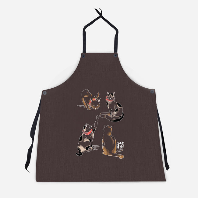 Kanji Cats-unisex kitchen apron-fanfabio