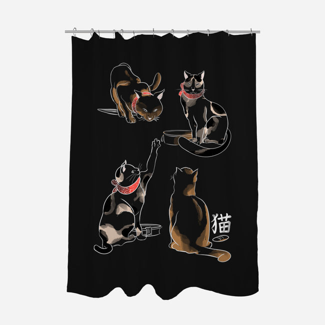 Kanji Cats-none polyester shower curtain-fanfabio