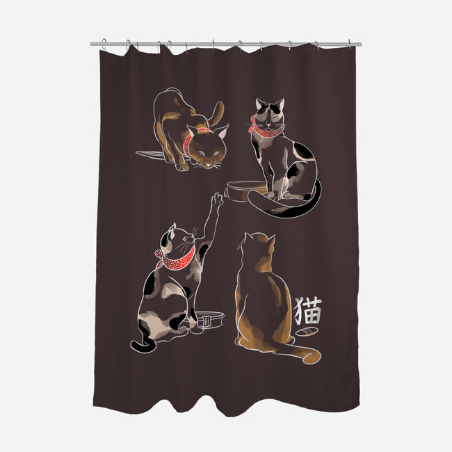 Kanji Cats-none polyester shower curtain-fanfabio