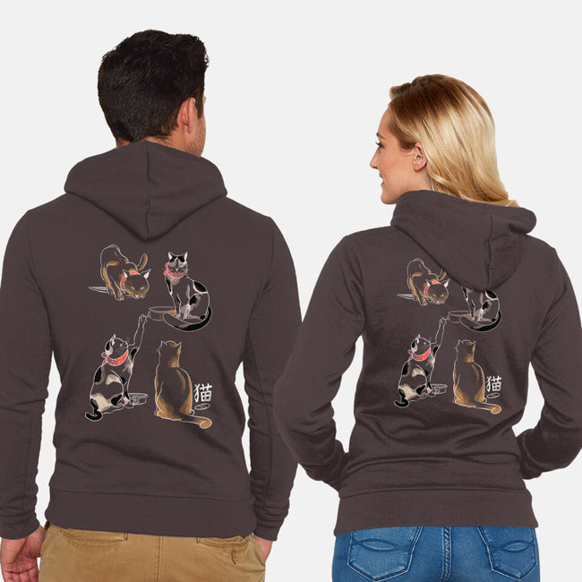 Kanji Cats-unisex zip-up sweatshirt-fanfabio