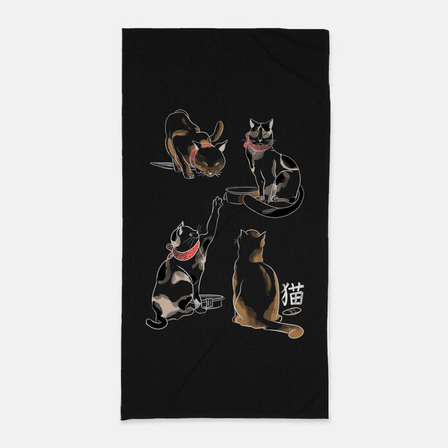 Kanji Cats-none beach towel-fanfabio