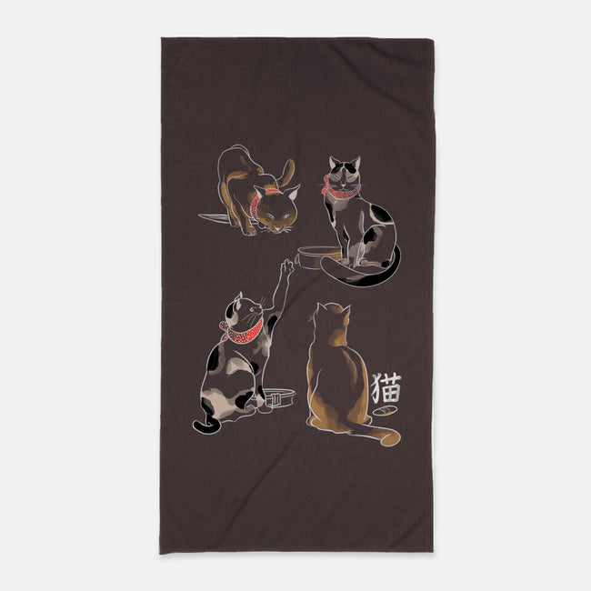Kanji Cats-none beach towel-fanfabio