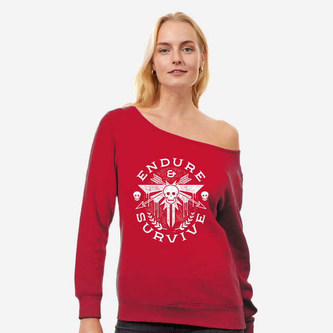 Survive Emblem-womens off shoulder sweatshirt-Logozaste