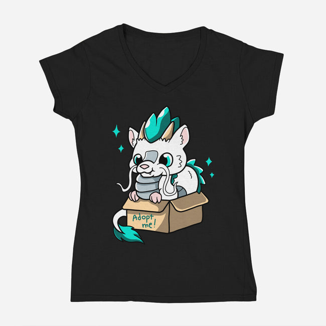Adopt A Dragon-womens v-neck tee-Mushita