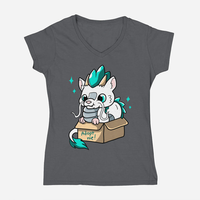 Adopt A Dragon-womens v-neck tee-Mushita
