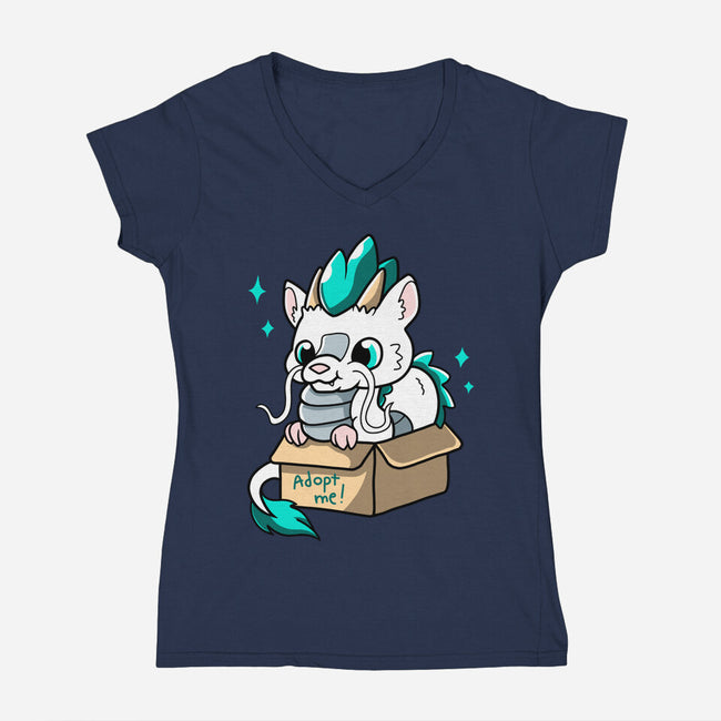 Adopt A Dragon-womens v-neck tee-Mushita