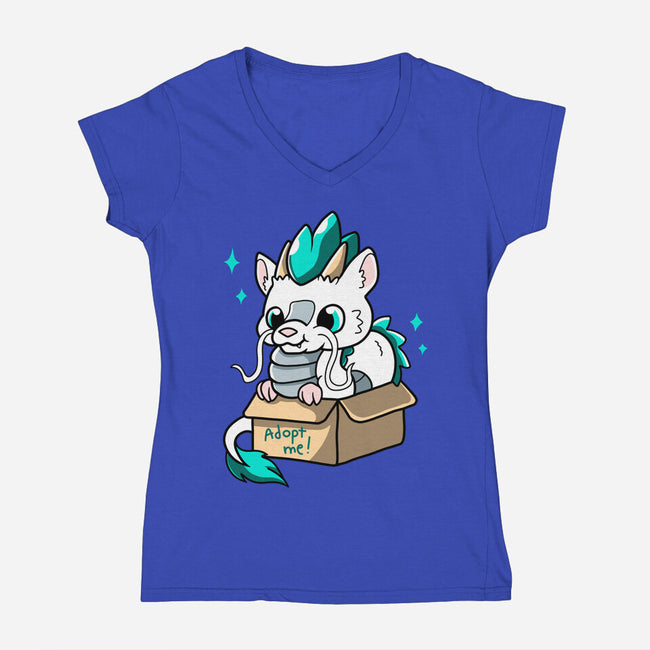 Adopt A Dragon-womens v-neck tee-Mushita