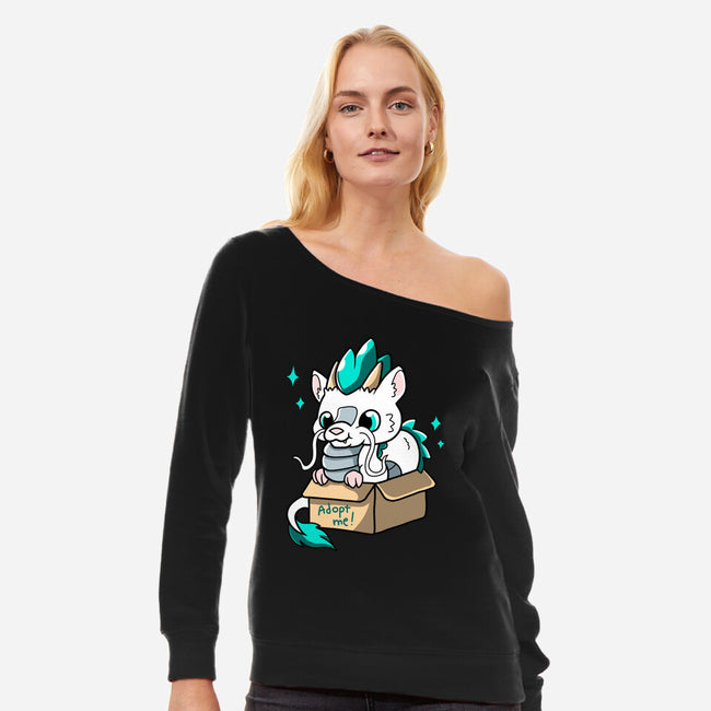 Adopt A Dragon-womens off shoulder sweatshirt-Mushita