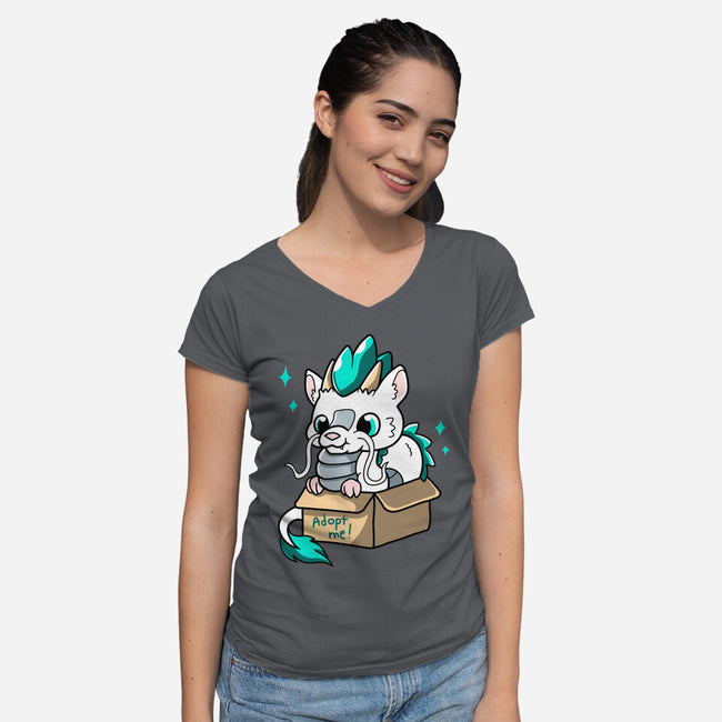 Adopt A Dragon-womens v-neck tee-Mushita