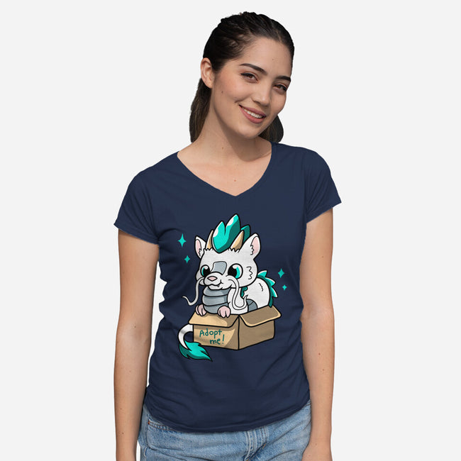 Adopt A Dragon-womens v-neck tee-Mushita