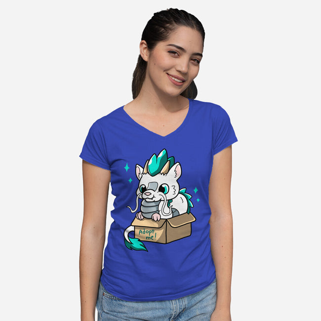 Adopt A Dragon-womens v-neck tee-Mushita
