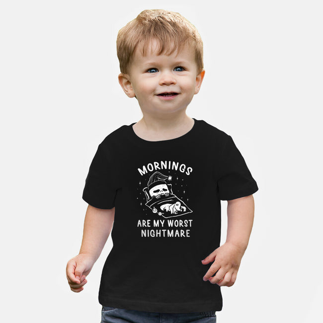 Mornings Are My Worst Nightmare-baby basic tee-eduely