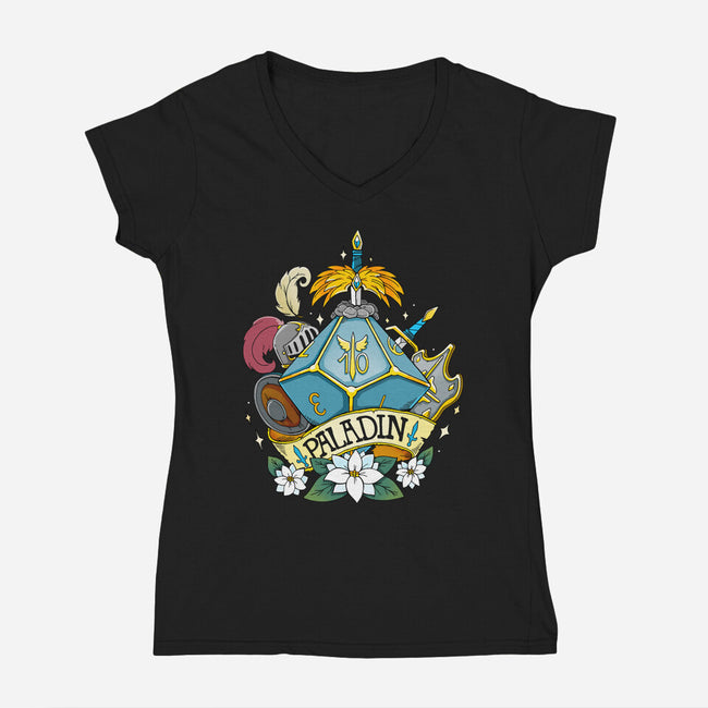 Paladin Dice-womens v-neck tee-Vallina84