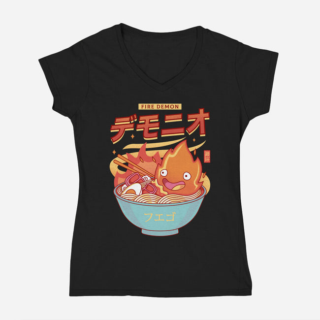 The Fire Demon Ramen-womens v-neck tee-Logozaste