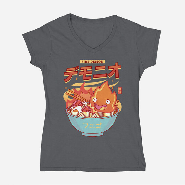 The Fire Demon Ramen-womens v-neck tee-Logozaste