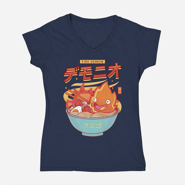 The Fire Demon Ramen-womens v-neck tee-Logozaste