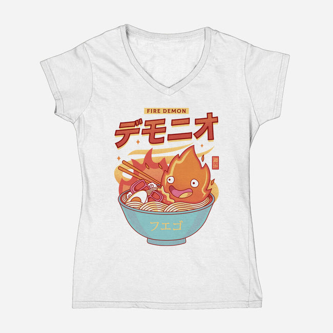 The Fire Demon Ramen-womens v-neck tee-Logozaste