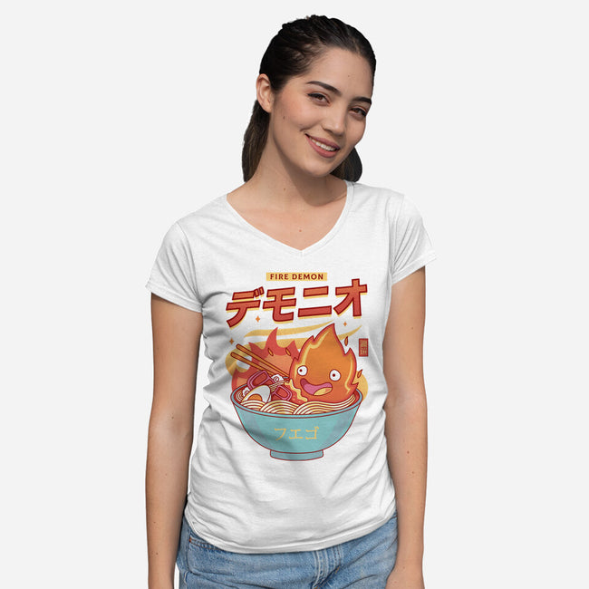 The Fire Demon Ramen-womens v-neck tee-Logozaste