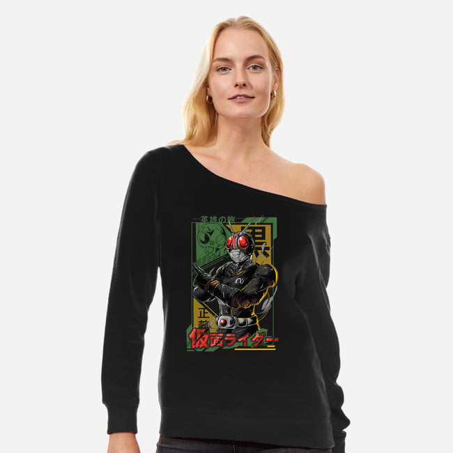 Masked Hero-womens off shoulder sweatshirt-Guilherme magno de oliveira