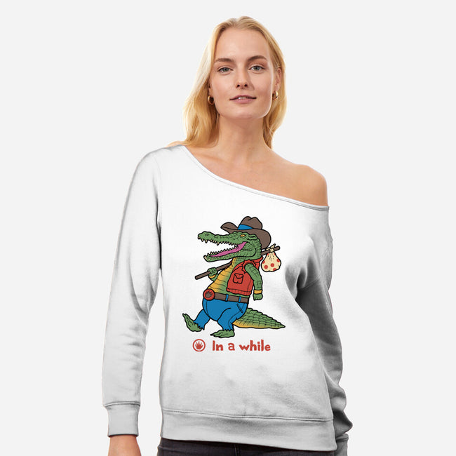 In A While Crocodile-womens off shoulder sweatshirt-vp021