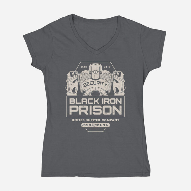 Prison Security Robots-womens v-neck tee-Logozaste